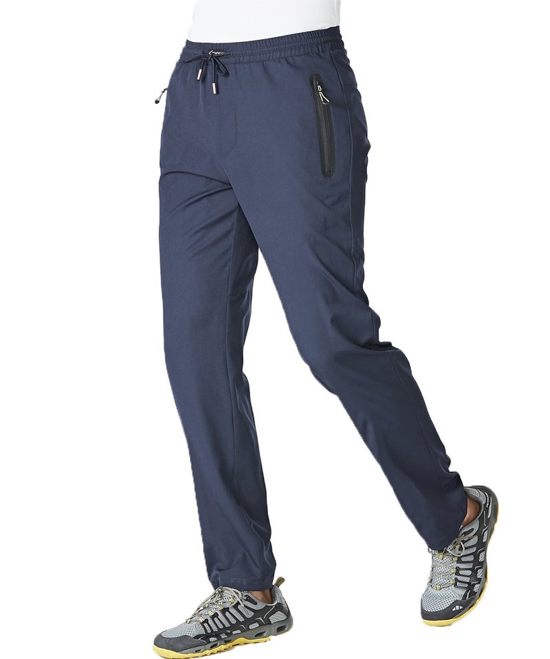 Gopune Men's Casual Pants Quick-Dry Lightweight Hiking Workout Athletic Jogger Pants (Blue,L) - Image 2